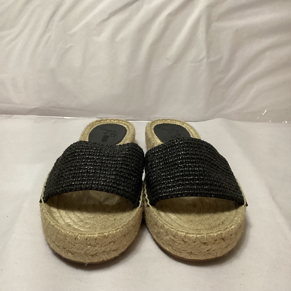 J crew women’s Black Woven Espadrille Slides size 10